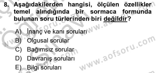 Marka İletişiminde Analiz Ve Araştırma 1 Dersi 2016 - 2017 Yılı 3 Ders Sınav Soruları 8. Soru
