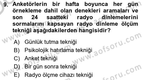 Marka İletişiminde Analiz Ve Araştırma 1 Dersi 2016 - 2017 Yılı 3 Ders Sınav Soruları 9. Soru