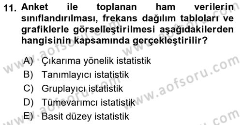 Marka İletişiminde Analiz Ve Araştırma 1 Dersi 2016 - 2017 Yılı (Vize) Ara Sınav Soruları 11. Soru