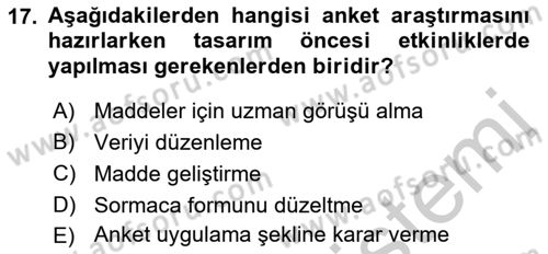 Marka İletişiminde Analiz Ve Araştırma 1 Dersi 2016 - 2017 Yılı (Vize) Ara Sınav Soruları 17. Soru