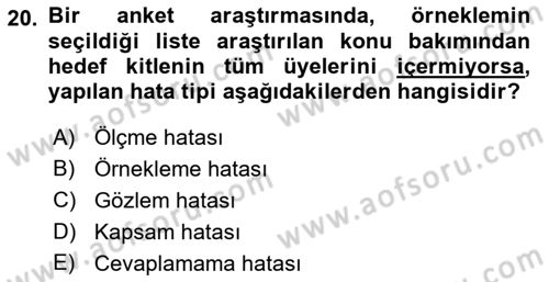 Marka İletişiminde Analiz Ve Araştırma 1 Dersi 2016 - 2017 Yılı (Vize) Ara Sınav Soruları 20. Soru