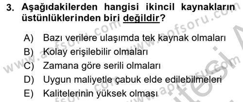 Marka İletişiminde Analiz Ve Araştırma 1 Dersi 2016 - 2017 Yılı (Vize) Ara Sınav Soruları 3. Soru