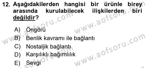 Marka İletişiminde Analiz Ve Araştırma 1 Dersi 2016 - 2017 Yılı (Final) Dönem Sonu Sınav Soruları 12. Soru