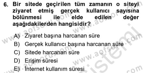 Marka İletişiminde Analiz Ve Araştırma 1 Dersi 2016 - 2017 Yılı (Final) Dönem Sonu Sınav Soruları 6. Soru