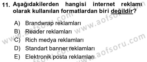 Marka İletişiminde Analiz Ve Araştırma 1 Dersi 2017 - 2018 Yılı 3 Ders Sınav Soruları 11. Soru