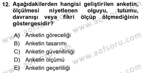 Marka İletişiminde Analiz Ve Araştırma 1 Dersi 2017 - 2018 Yılı 3 Ders Sınav Soruları 12. Soru
