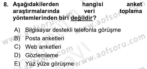 Marka İletişiminde Analiz Ve Araştırma 1 Dersi 2017 - 2018 Yılı 3 Ders Sınav Soruları 8. Soru