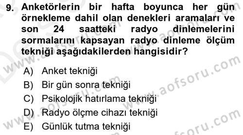 Marka İletişiminde Analiz Ve Araştırma 1 Dersi 2017 - 2018 Yılı 3 Ders Sınav Soruları 9. Soru