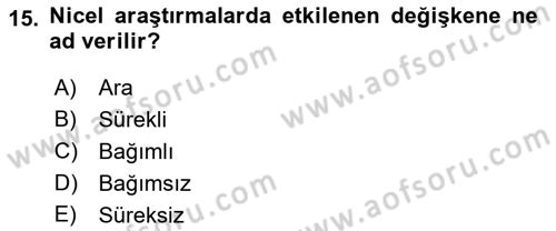 Marka İletişiminde Analiz Ve Araştırma 1 Dersi 2017 - 2018 Yılı (Vize) Ara Sınav Soruları 15. Soru