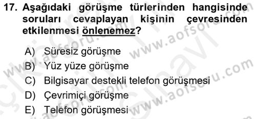 Marka İletişiminde Analiz Ve Araştırma 1 Dersi 2017 - 2018 Yılı (Vize) Ara Sınav Soruları 17. Soru