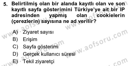 Marka İletişiminde Analiz Ve Araştırma 1 Dersi 2017 - 2018 Yılı (Final) Dönem Sonu Sınav Soruları 5. Soru