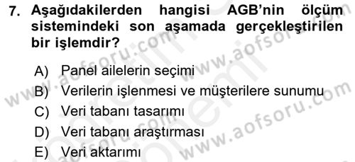 Marka İletişiminde Analiz Ve Araştırma 1 Dersi 2017 - 2018 Yılı (Final) Dönem Sonu Sınav Soruları 7. Soru