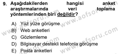 Marka İletişiminde Analiz Ve Araştırma 1 Dersi 2017 - 2018 Yılı (Final) Dönem Sonu Sınav Soruları 9. Soru