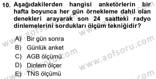 Marka İletişiminde Analiz Ve Araştırma 1 Dersi 2018 - 2019 Yılı (Final) Dönem Sonu Sınav Soruları 10. Soru