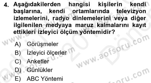 Marka İletişiminde Analiz Ve Araştırma 1 Dersi 2018 - 2019 Yılı (Final) Dönem Sonu Sınav Soruları 4. Soru