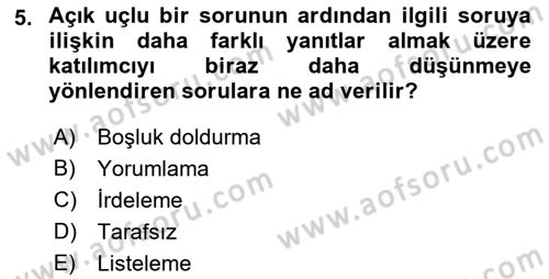 Marka İletişiminde Analiz Ve Araştırma 1 Dersi 2018 - 2019 Yılı (Final) Dönem Sonu Sınav Soruları 5. Soru