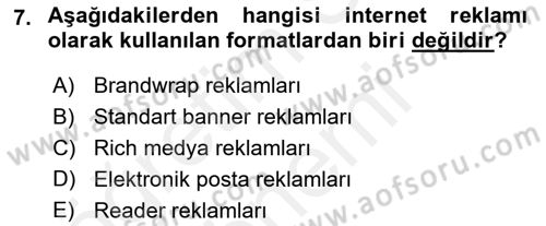 Marka İletişiminde Analiz Ve Araştırma 1 Dersi 2018 - 2019 Yılı (Final) Dönem Sonu Sınav Soruları 7. Soru