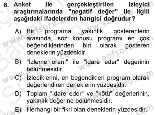 Marka İletişiminde Analiz Ve Araştırma 1 Dersi 2018 - 2019 Yılı (Final) Dönem Sonu Sınav Soruları 8. Soru