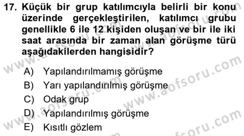 Marka İletişiminde Analiz Ve Araştırma 1 Dersi 2020 - 2021 Yılı Yaz Okulu Sınav Soruları 17. Soru
