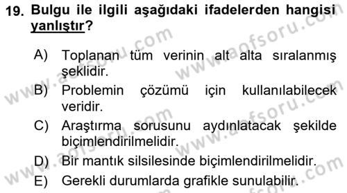 Marka İletişiminde Analiz Ve Araştırma 1 Dersi 2020 - 2021 Yılı Yaz Okulu Sınav Soruları 19. Soru