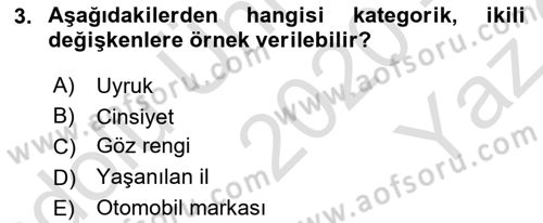 Marka İletişiminde Analiz Ve Araştırma 1 Dersi 2020 - 2021 Yılı Yaz Okulu Sınav Soruları 3. Soru