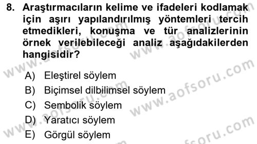 Marka İletişiminde Analiz Ve Araştırma 1 Dersi 2020 - 2021 Yılı Yaz Okulu Sınav Soruları 8. Soru