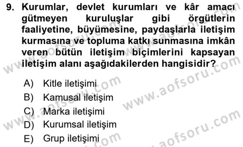 Marka İletişiminde Analiz Ve Araştırma 1 Dersi 2020 - 2021 Yılı Yaz Okulu Sınav Soruları 9. Soru