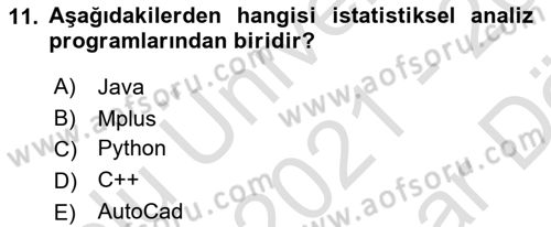 Marka İletişiminde Analiz Ve Araştırma 1 Dersi 2021 - 2022 Yılı (Vize) Ara Sınav Soruları 11. Soru
