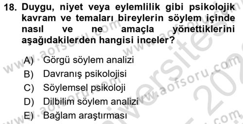 Marka İletişiminde Analiz Ve Araştırma 1 Dersi 2021 - 2022 Yılı (Vize) Ara Sınav Soruları 18. Soru