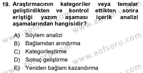 Marka İletişiminde Analiz Ve Araştırma 1 Dersi 2021 - 2022 Yılı (Vize) Ara Sınav Soruları 19. Soru