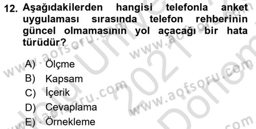Marka İletişiminde Analiz Ve Araştırma 1 Dersi 2021 - 2022 Yılı (Final) Dönem Sonu Sınav Soruları 12. Soru