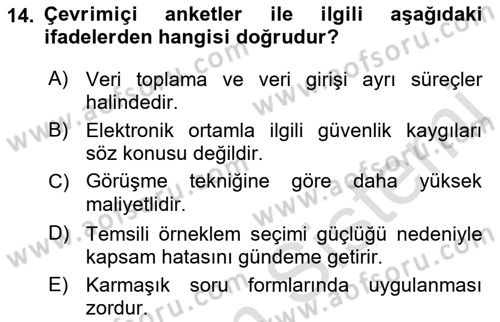 Marka İletişiminde Analiz Ve Araştırma 1 Dersi 2021 - 2022 Yılı (Final) Dönem Sonu Sınav Soruları 14. Soru