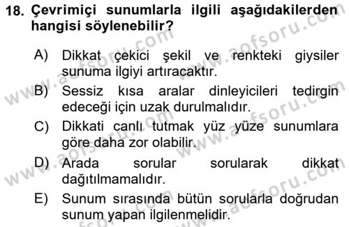 Marka İletişiminde Analiz Ve Araştırma 1 Dersi 2021 - 2022 Yılı (Final) Dönem Sonu Sınav Soruları 18. Soru