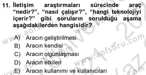 Marka İletişiminde Analiz Ve Araştırma 1 Dersi 2021 - 2022 Yılı Yaz Okulu Sınav Soruları 11. Soru