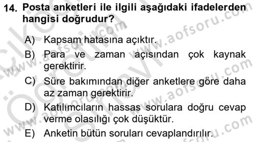 Marka İletişiminde Analiz Ve Araştırma 1 Dersi 2021 - 2022 Yılı Yaz Okulu Sınav Soruları 14. Soru
