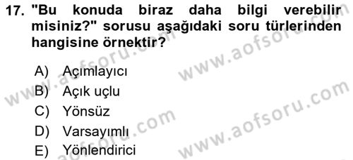 Marka İletişiminde Analiz Ve Araştırma 1 Dersi 2021 - 2022 Yılı Yaz Okulu Sınav Soruları 17. Soru