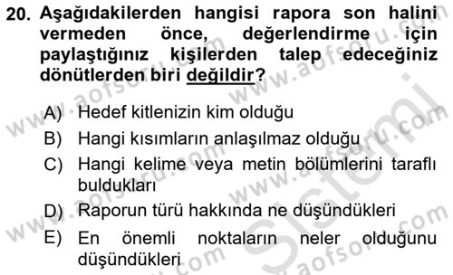Marka İletişiminde Analiz Ve Araştırma 1 Dersi 2021 - 2022 Yılı Yaz Okulu Sınav Soruları 20. Soru