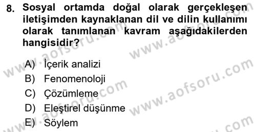 Marka İletişiminde Analiz Ve Araştırma 1 Dersi 2021 - 2022 Yılı Yaz Okulu Sınav Soruları 8. Soru