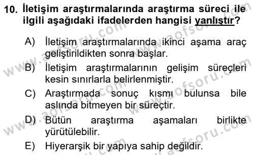 Marka İletişiminde Analiz Ve Araştırma 1 Dersi 2022 - 2023 Yılı Yaz Okulu Sınav Soruları 10. Soru