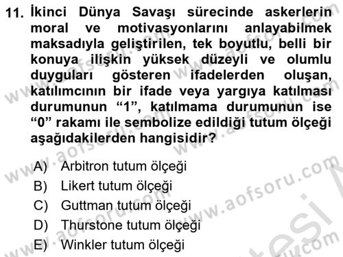 Marka İletişiminde Analiz Ve Araştırma 1 Dersi 2022 - 2023 Yılı Yaz Okulu Sınav Soruları 11. Soru