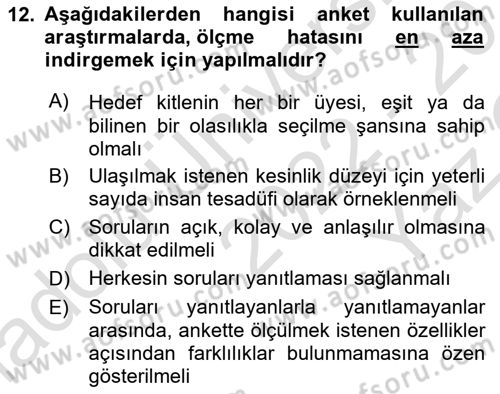 Marka İletişiminde Analiz Ve Araştırma 1 Dersi 2022 - 2023 Yılı Yaz Okulu Sınav Soruları 12. Soru