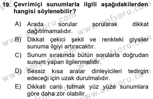 Marka İletişiminde Analiz Ve Araştırma 1 Dersi 2022 - 2023 Yılı Yaz Okulu Sınav Soruları 19. Soru