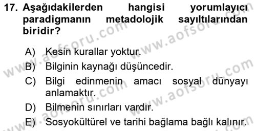 Marka İletişiminde Analiz Ve Araştırma 1 Dersi 2023 - 2024 Yılı (Vize) Ara Sınav Soruları 17. Soru