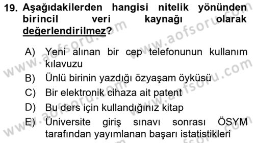 Marka İletişiminde Analiz Ve Araştırma 1 Dersi 2023 - 2024 Yılı (Vize) Ara Sınav Soruları 19. Soru