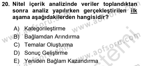 Marka İletişiminde Analiz Ve Araştırma 1 Dersi 2023 - 2024 Yılı (Vize) Ara Sınav Soruları 20. Soru