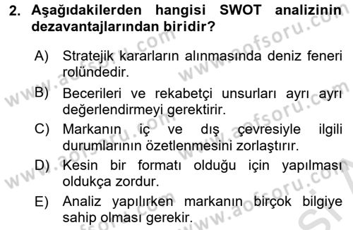 Marka İletişiminde Analiz Ve Araştırma 1 Dersi 2023 - 2024 Yılı (Final) Dönem Sonu Sınav Soruları 2. Soru