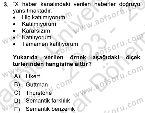 Marka İletişiminde Analiz Ve Araştırma 1 Dersi 2023 - 2024 Yılı (Final) Dönem Sonu Sınav Soruları 3. Soru