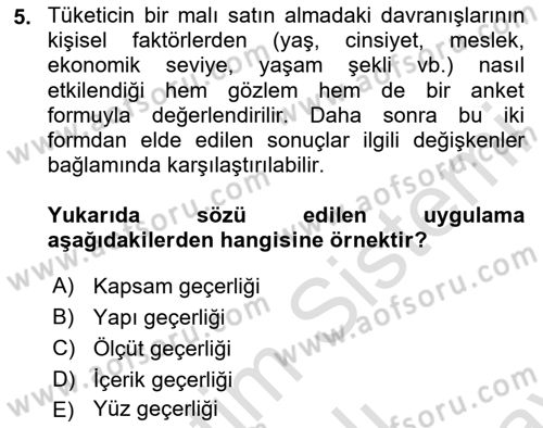 Marka İletişiminde Analiz Ve Araştırma 1 Dersi 2023 - 2024 Yılı (Final) Dönem Sonu Sınav Soruları 5. Soru