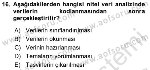 Marka İletişiminde Analiz Ve Araştırma 1 Dersi 2023 - 2024 Yılı Yaz Okulu Sınav Soruları 16. Soru