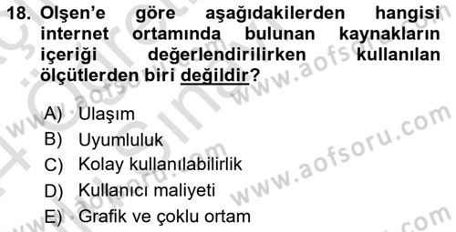 Marka İletişiminde Analiz Ve Araştırma 1 Dersi 2023 - 2024 Yılı Yaz Okulu Sınav Soruları 18. Soru